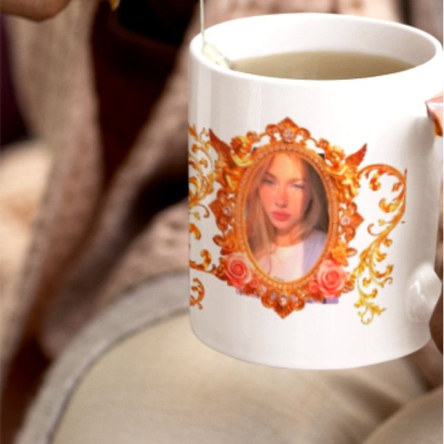 Taza De Café Luxury Gold Frame for Your Photos | Personalized C (Subido por el creador)