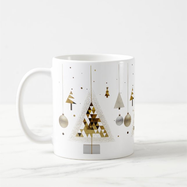 Taza De Café Luxury Gold Geometric Triangle Tree Classic Mug  (Izquierda)