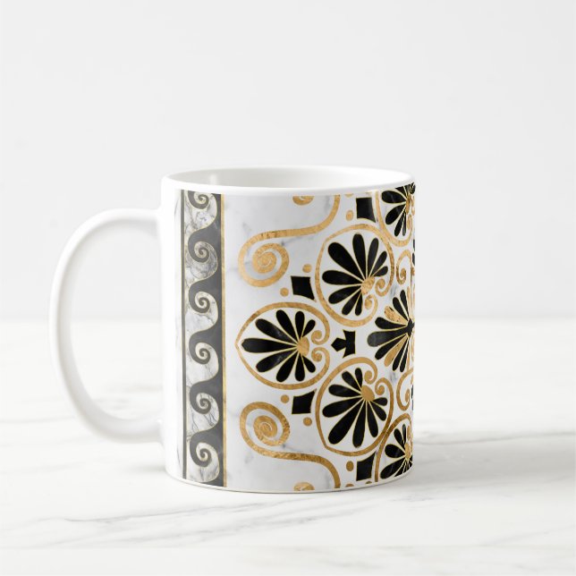 Taza De Café Luxury Greek Ornament Black and White Marble (Izquierda)
