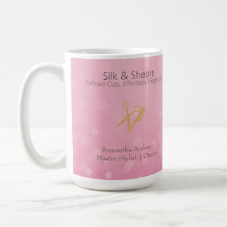 Taza De Café Luxury Hair Studio | Purpurina rosa y logotipo de