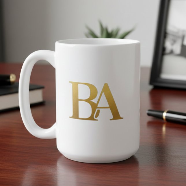 Taza De Café Luxury Law Firm Monogram Coffee Mug | Navy & Gold (Subido por el creador)