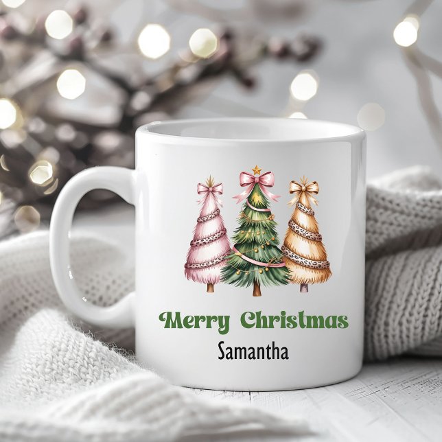 Taza De Café Luxury Leopard Christmas Trees Custom Name Mug (Luxury Leopard Christmas Trees Custom Name Mug)
