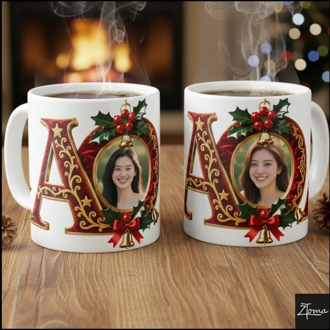 Taza De Café Luxury Red Velvet Gold Christmas Letter A (Subido por el creador)