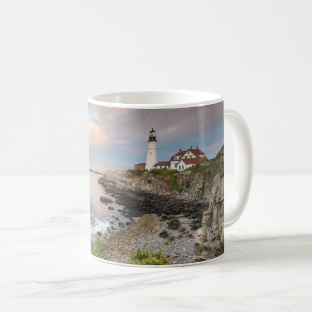 Taza De Café Luz de cabeza de Portland | Cabo Elizabeth, ME (Anverso derecho)