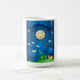 Taza De Café Luz de la luna y peces voladores