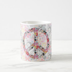 Taza De Café Luz de la paz I el   FlowerPower del flower power