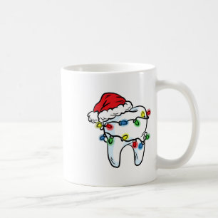 Taza De Café Luz de Navidad de Diente Gorro de Santa Dentista H
