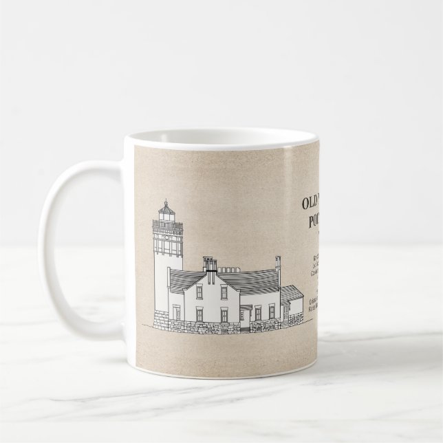 Taza De Café Luz del punto Mackinac antiguo - Michigan - SBD (Izquierda)