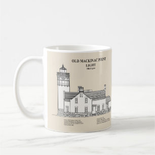 Taza De Café Luz del punto Mackinac antiguo - Michigan - SBD