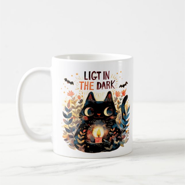Taza De Café Luz en la oscuridad - Gato de velas (Izquierda)