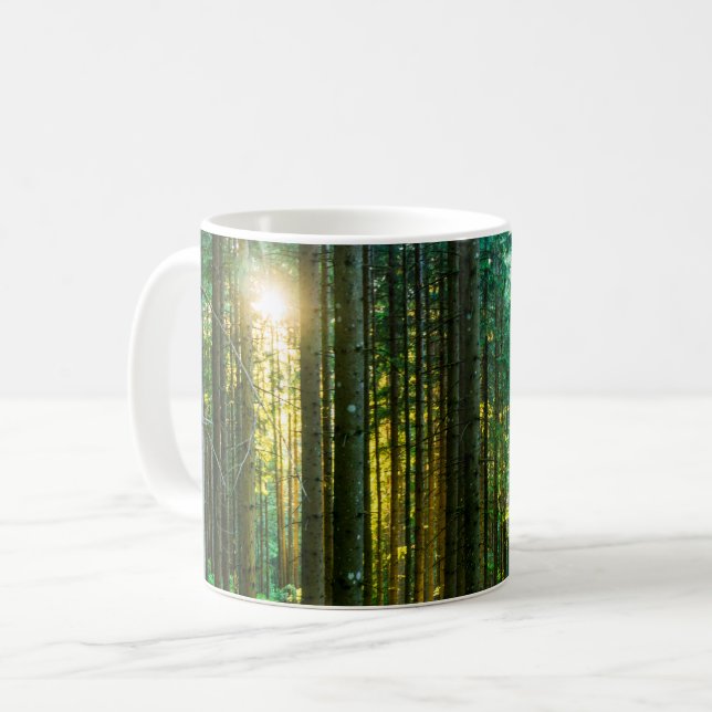 Taza De Café Luz solar a través de árboles forestales (Anverso izquierdo)