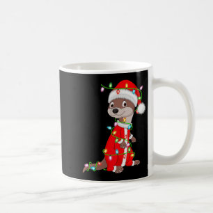 Taza De Café Luzes de Navidad de Nutria Disfraz de Santa Animal