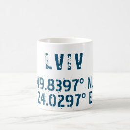 Taza De Café Lviv Ucrania Latitud y longitud angustiada