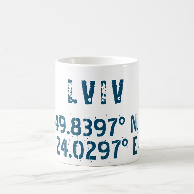 Taza De Café Lviv Ucrania Latitud y longitud angustiada (Centro)