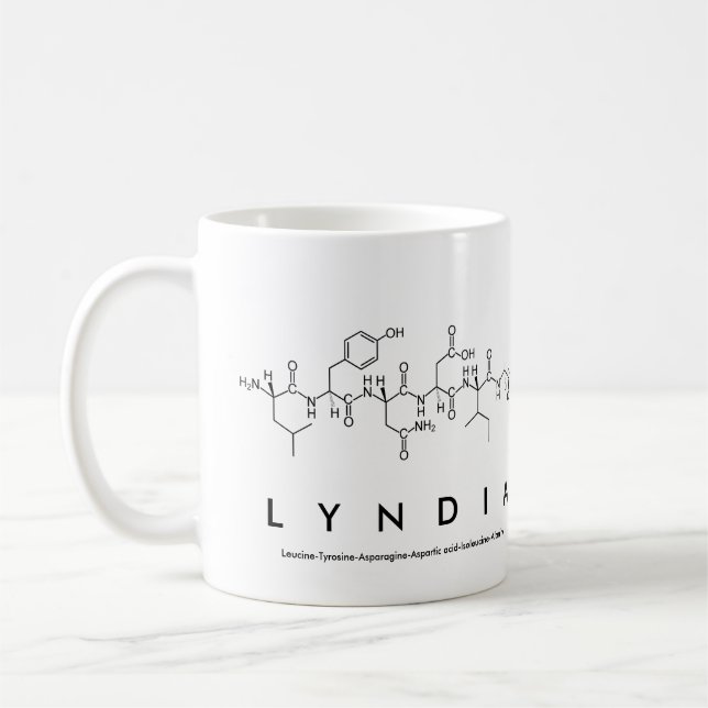 Taza De Café Lyndia peptide name mug (Izquierda)