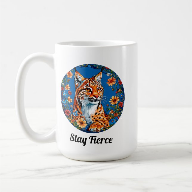 Taza De Café Lynx Wild Animal Fierce Wildlife Nature Design (Izquierda)