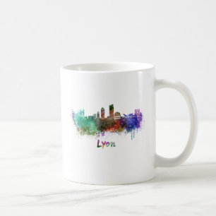 Taza De Café Lyon skyline in watercolor