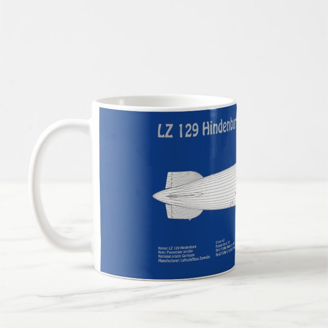 Taza De Café LZ 129 Hindenburg - Aviso Planes de Blueprint ABD (Izquierda)