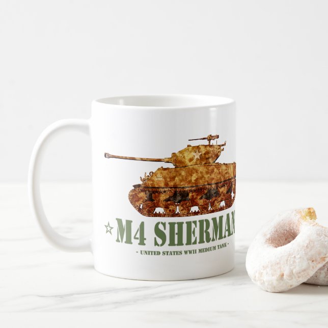 Taza De Café M4 Sherman World War Two American Medium Tank WWII (Con donut)