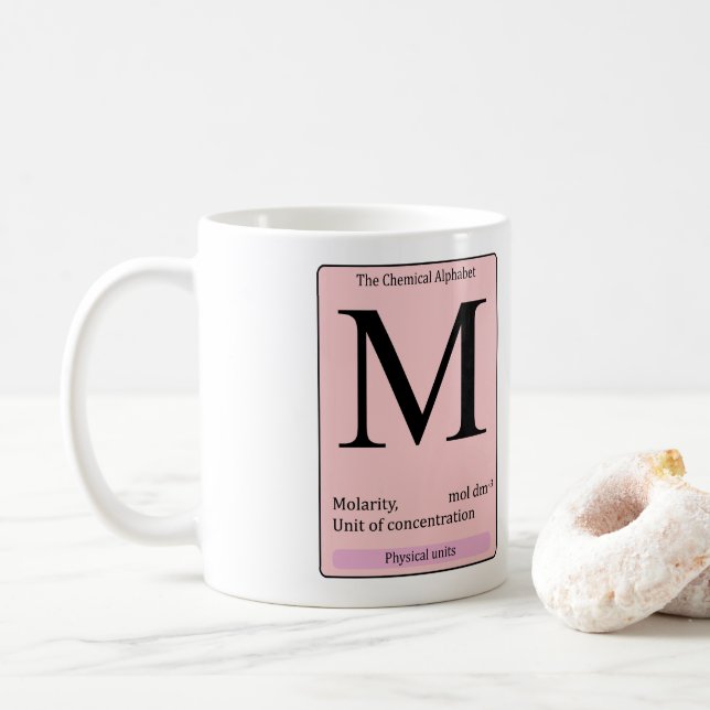 Taza De Café M alfabeto químico inicial (Con donut)