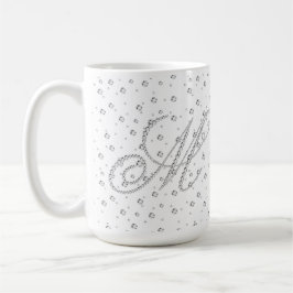 Taza De Café M Impresión de diamantes blancos monograma inicial