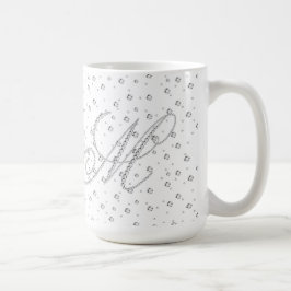 Taza De Café M Impresión de diamantes blancos monograma inicial
