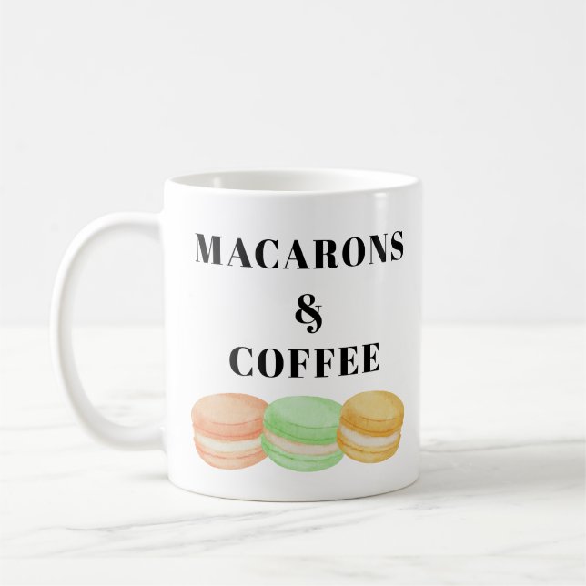 Taza De Café Macarones y el café diciendo (Izquierda)