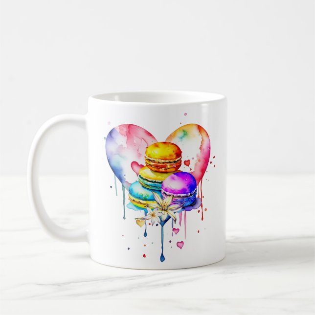 Taza De Café Macarons acuarelas (Izquierda)