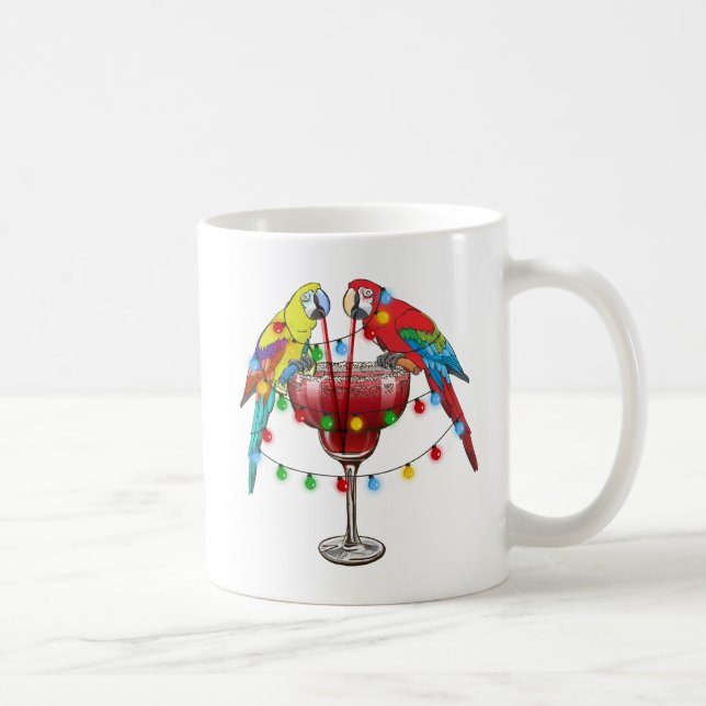 Taza De Café Macaws tropicales bebiendo vino (Derecha)