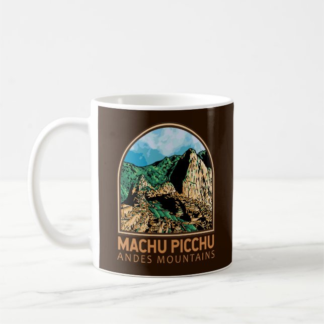 Taza De Café Machu Picchu Perú Emblema de la Vintage (Izquierda)