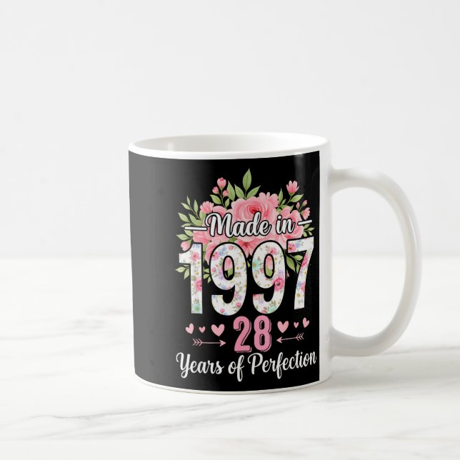 Taza De Café Made In 1997 Floral 28th Birthday Women 28 Years O (Derecha)