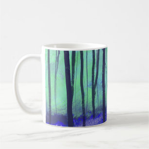 Taza De Café "Madera azul" Arte de la Primavera Azul Verde