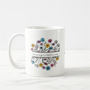 Taza De Café Madera/Madre Floral de flores silvestres para la c