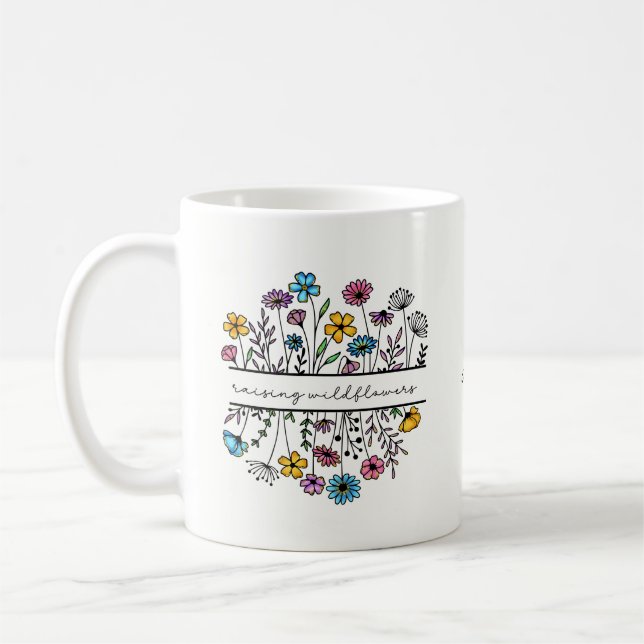 Taza De Café Madera/Madre Floral de flores silvestres para la c (Izquierda)