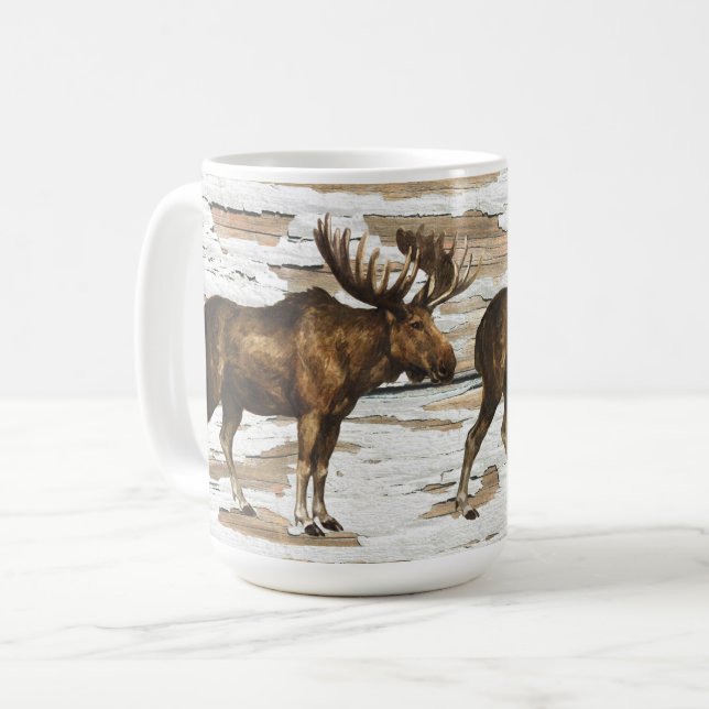 Taza De Café Madera Rústica de Moose Weathered (Anverso izquierdo)