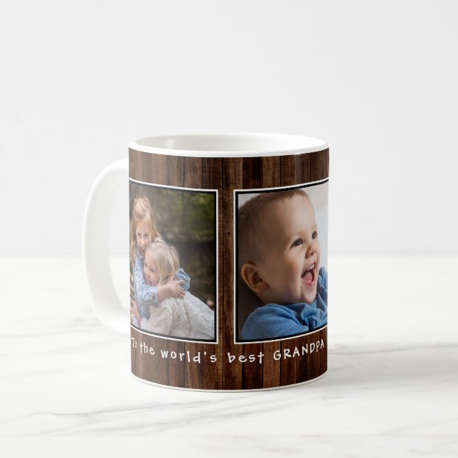 Taza De Café Madera rústica del mejor abuelo del mundo (Anverso izquierdo)