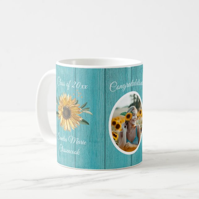 Taza De Café Madera Verde azulada Rústica de Barro Azul (Anverso izquierdo)