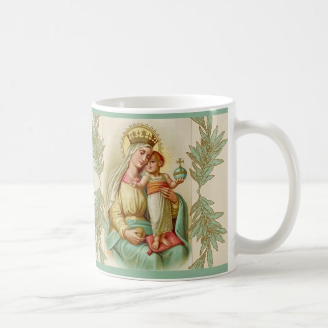 Taza De Café Madre bendita sosteniendo el globo Jesús del niño (Derecha)