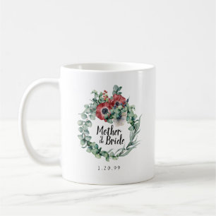 Taza De Café Madre botánica floral roja rústica de la novia