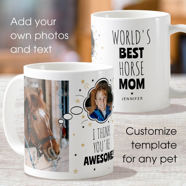 Taza De Café Madre de caballo divertida piensa que burbuja cual (Subido por el creador)