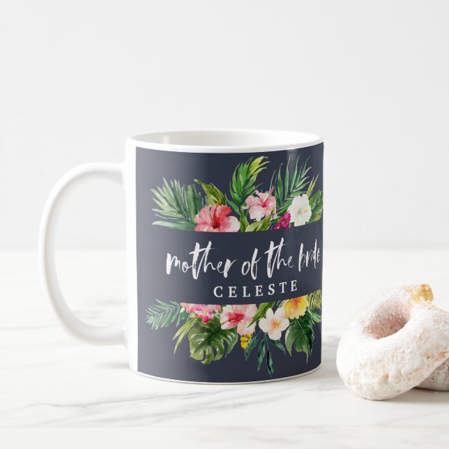 Taza De Café Madre de la novia acuarela floral (Con donut)