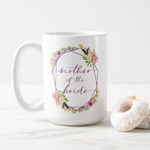 Taza De Café Madre de la Novia Blooming Chic Menta y Rosa