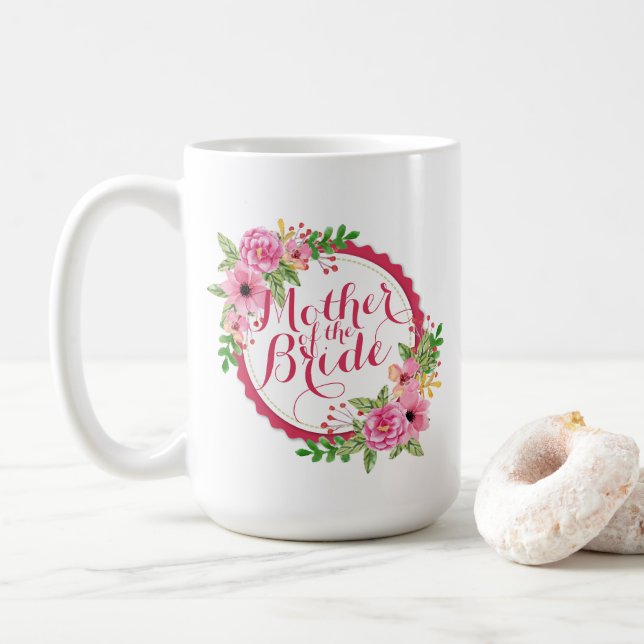 Taza De Café Madre de la novia Boda floral (Con donut)
