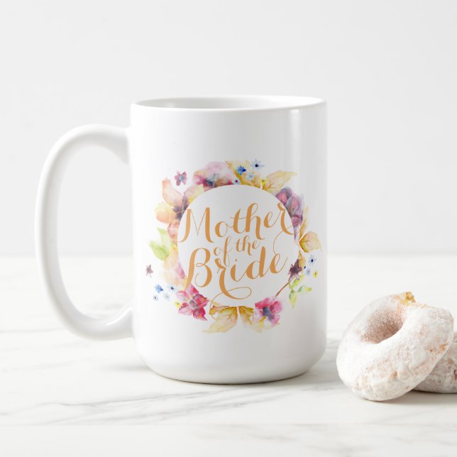 Taza De Café Madre de la novia Boda floral (Con donut)
