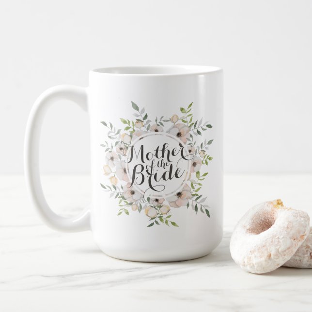 Taza De Café Madre de la novia Boda floral (Con donut)