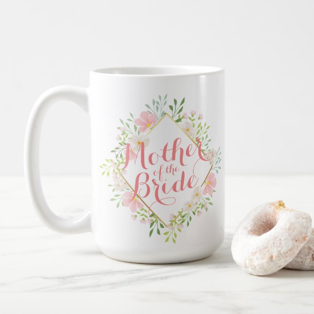 Taza De Café Madre de la novia Boda floral (Con donut)