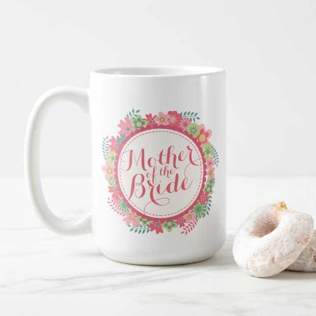 Taza De Café Madre de la novia Boda floral (Con donut)