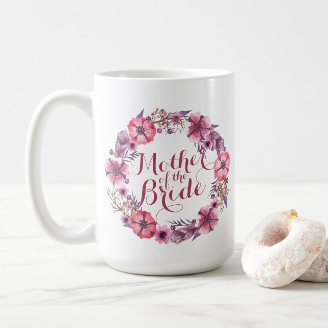 Taza De Café Madre de la novia Boda floral rosa Mug (Con donut)
