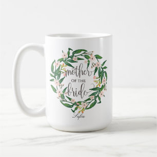Taza De Café Madre de la novia, caligrafía, floral guirnalda 6