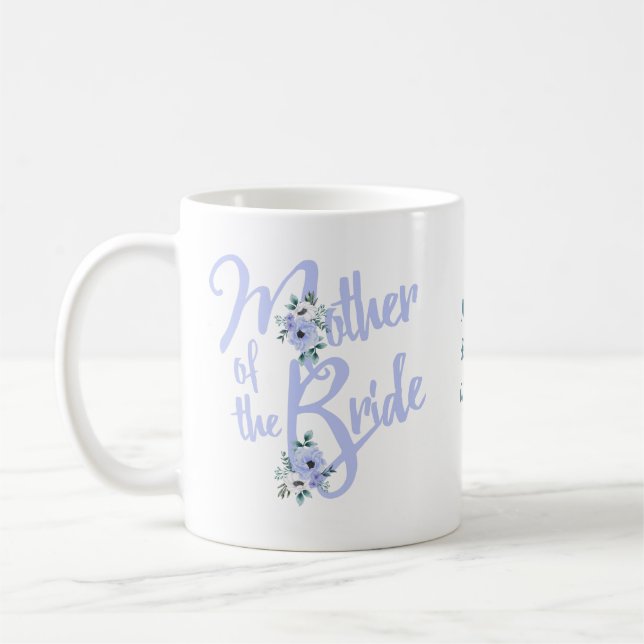 Taza De Café Madre de la novia, carta floral, matrimonio person (Izquierda)